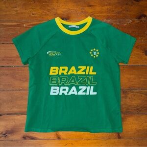 Bershka Green Brazil Graphic Tee with Yellow Trim